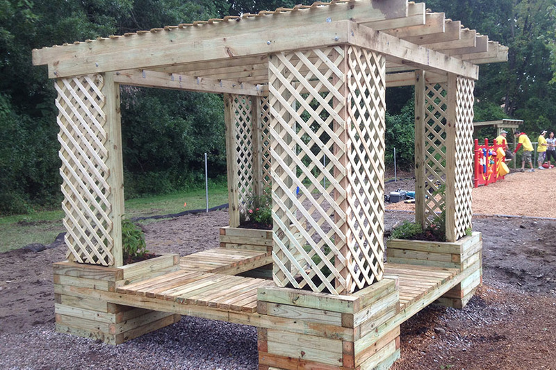 How to build a planter bench shade structure