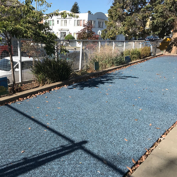 Franklin Elementary's current playspaces with blue surfacing