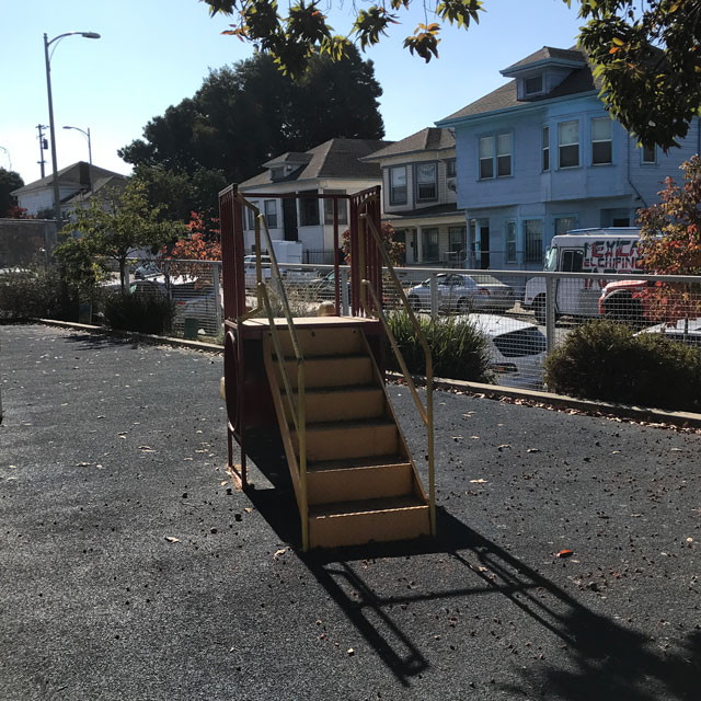 Franklin Elementary's current playspaces with a small slide