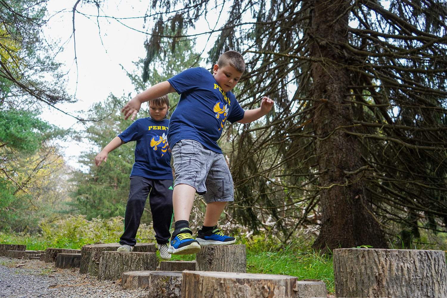 Kids playing at the Autism Nature Trail at Letchworth State Park